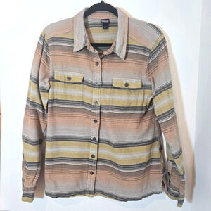 Patagonia Womens Fjord Organic Cotton Striped Shirt Outdoor Shacket Size 10 M